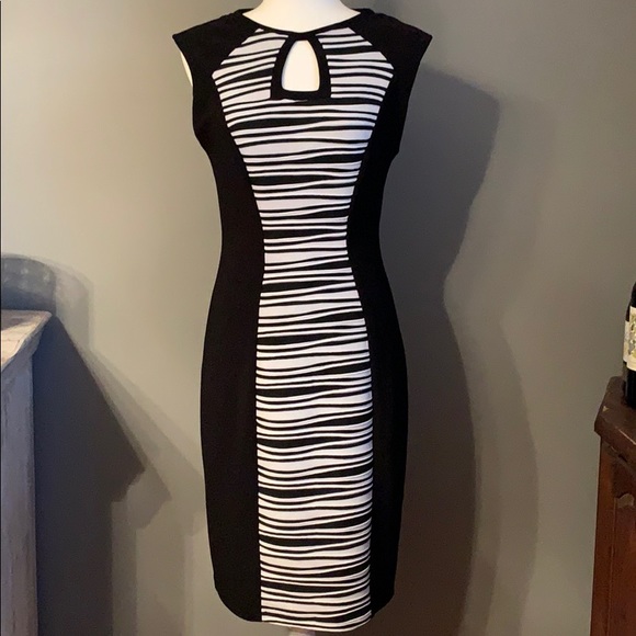 Joseph Ribkoff Black Zebra Bodycon Dress - Picture 1 of 5